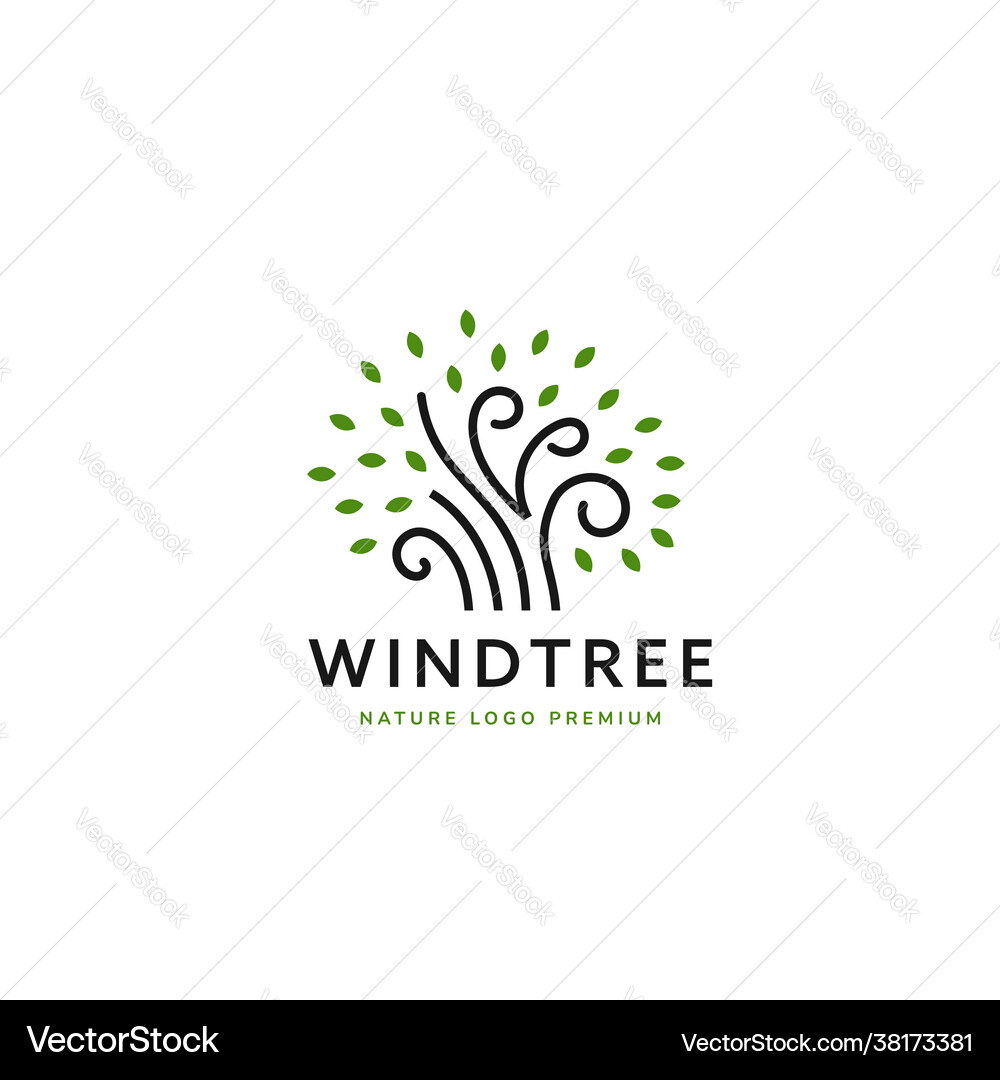 Einfaches Natur-Windbaum-Logo im Linienstil-Ikone Einfaches Natur-Windbaum-Logo im Linienstil-Ikone vektorbild