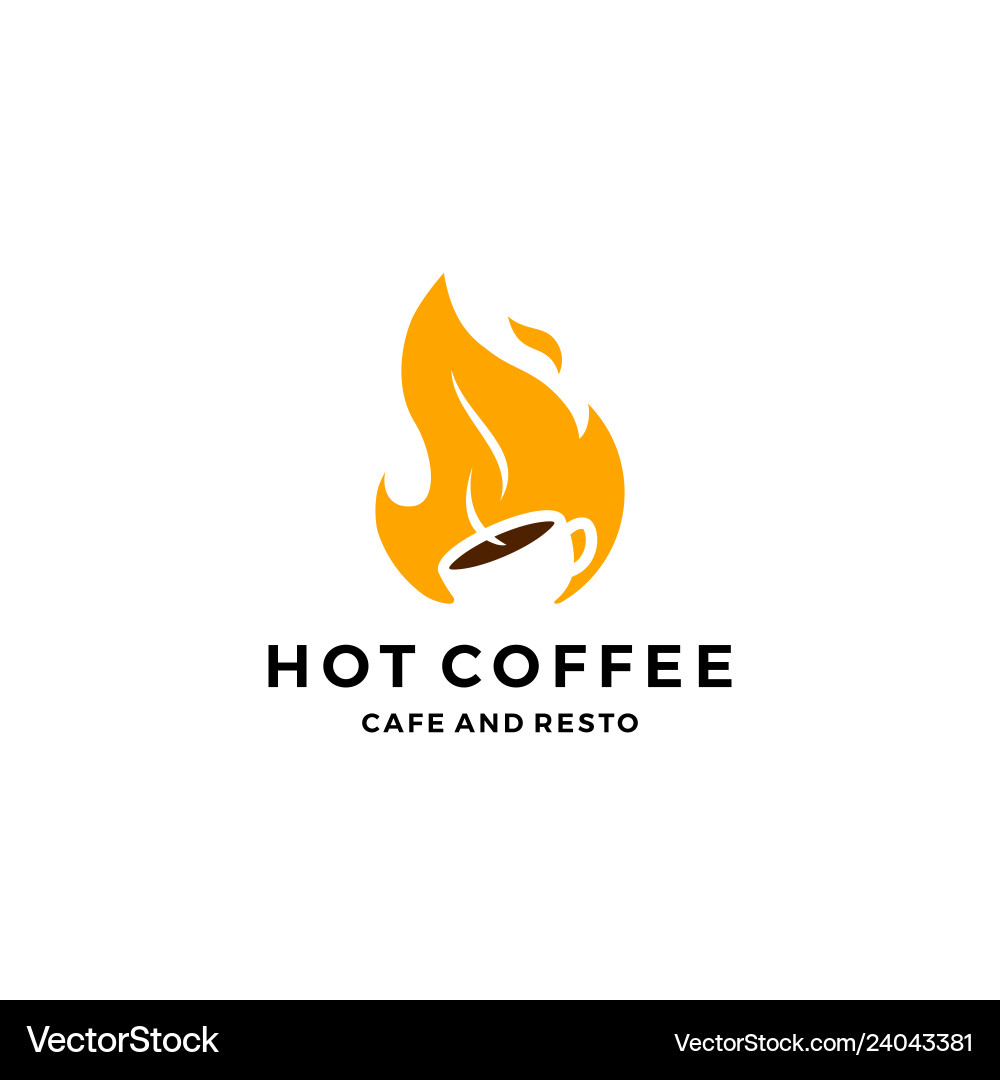 Flame Hot Coffee Logo Icon Vector Image