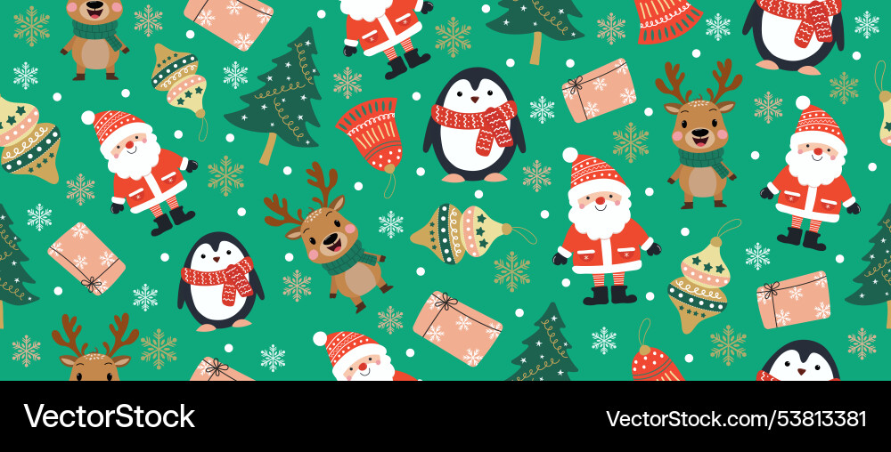Seamless pattern on green background with new Vector Image