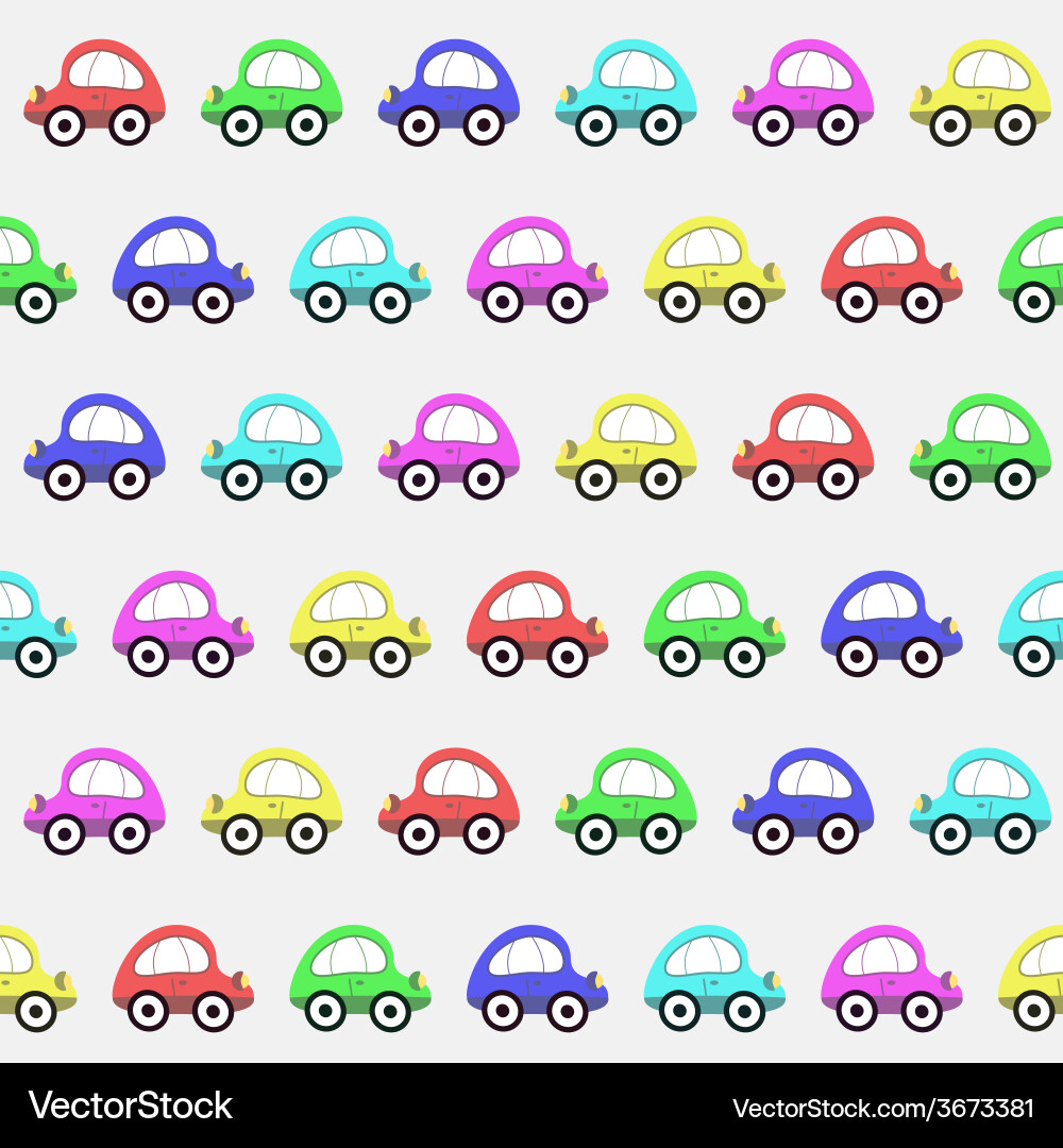 Seamless pattern with color toy car background vector image