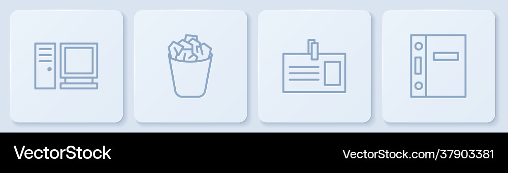 Set line computer monitor identification badge vector image