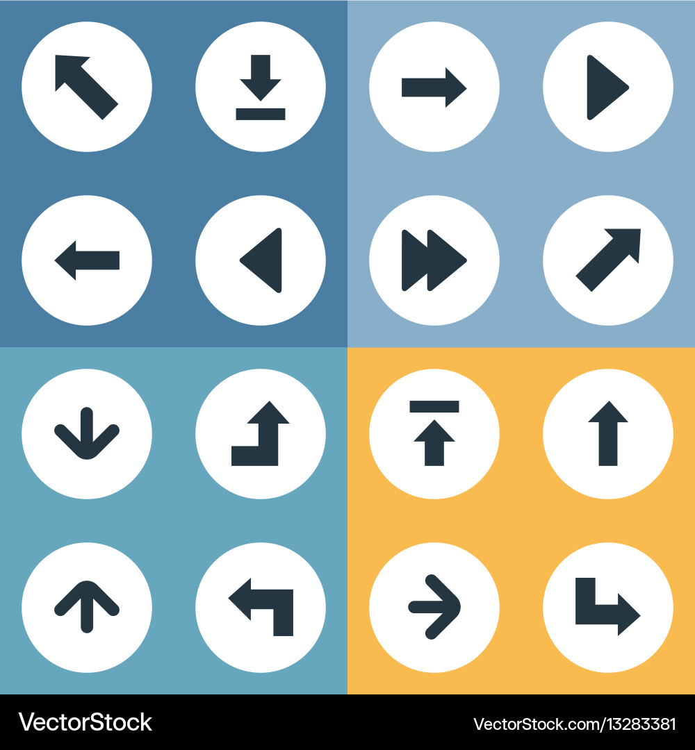 Set of 16 simple pointer icons can be found vector image
