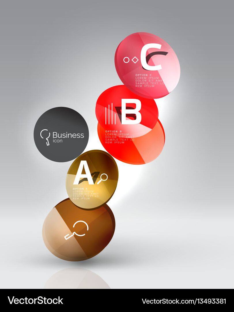 Shiny circles with text in 3d space Shiny circles with text in 3d space Vector Image