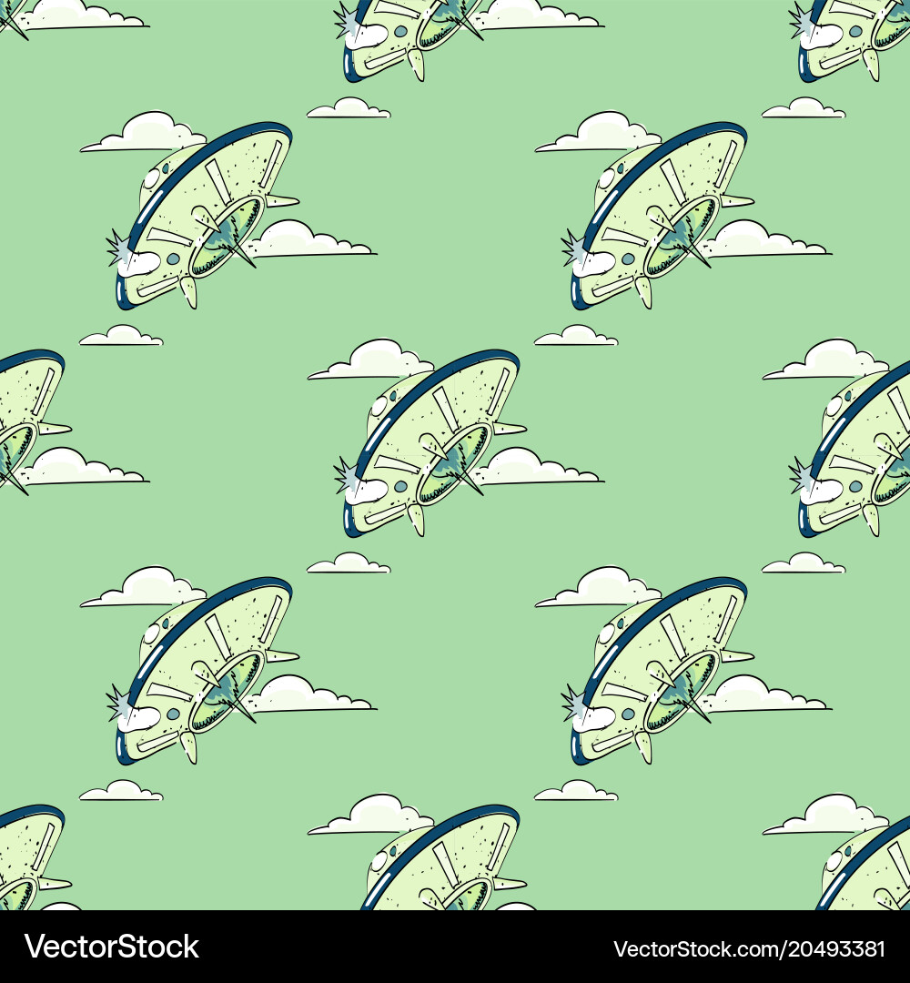 Unknown flying object seamless pattern vector image