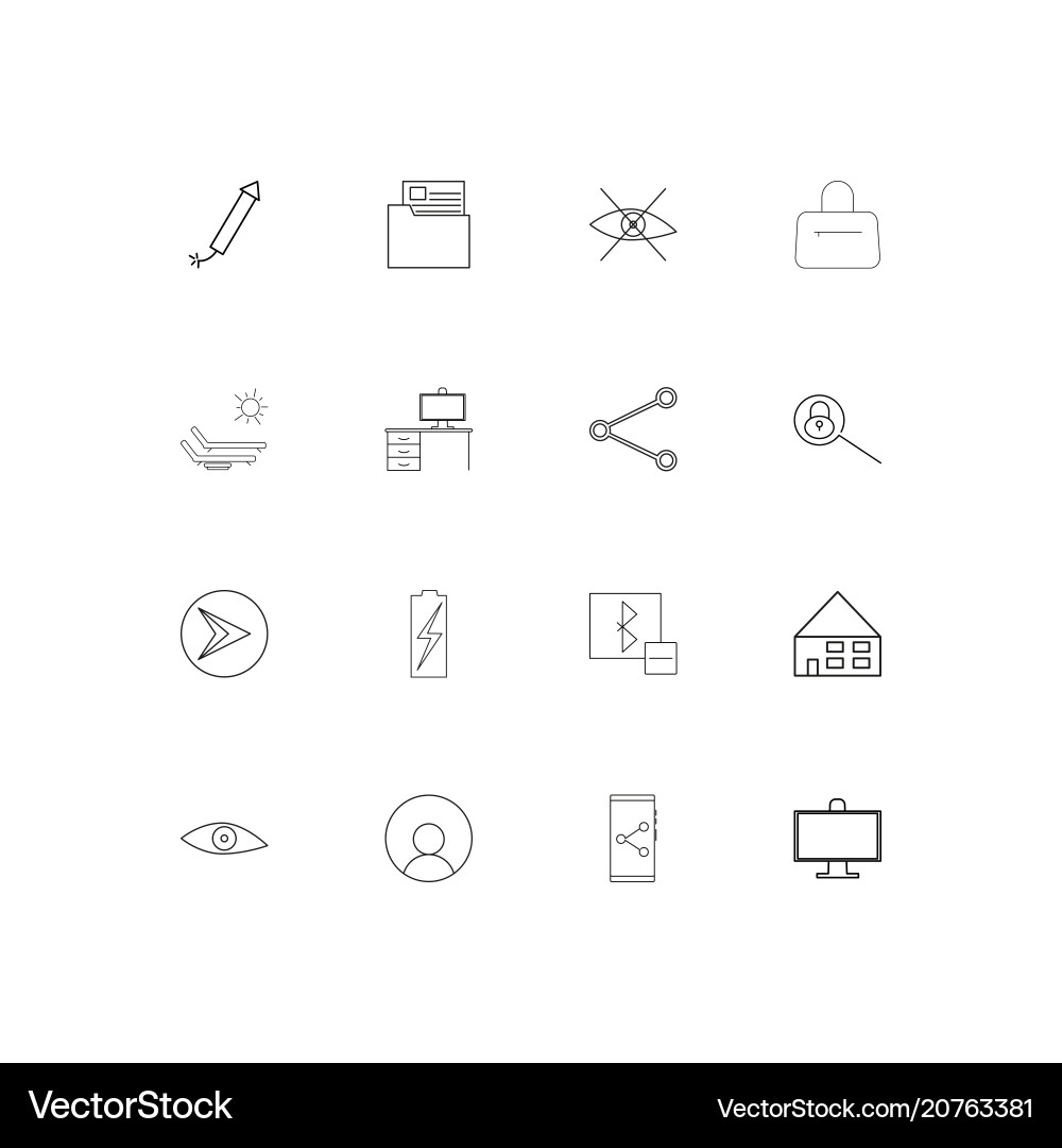 User interface linear thin icons set outlined vector image