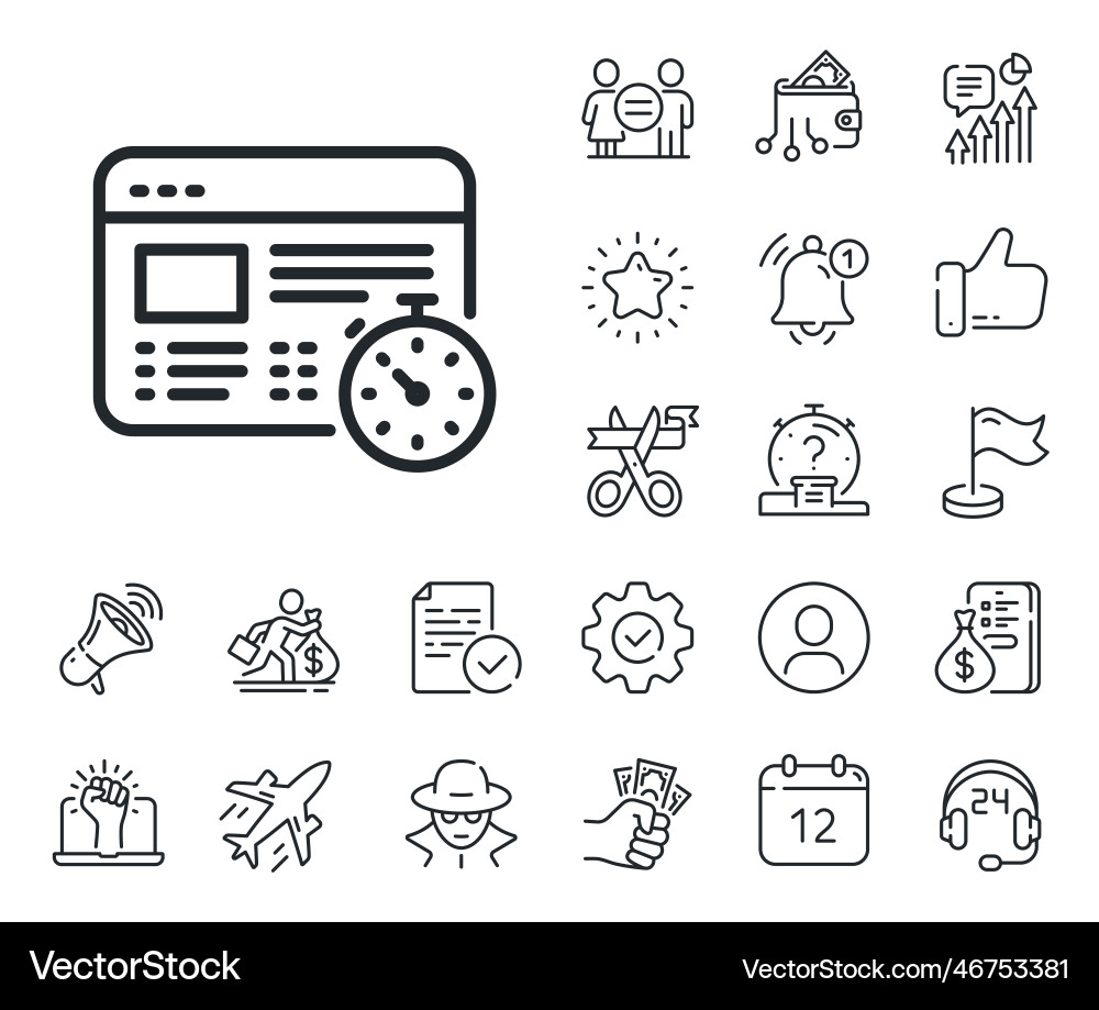 Web timer line icon online quiz test sign Web timer line icon online quiz test sign vector image