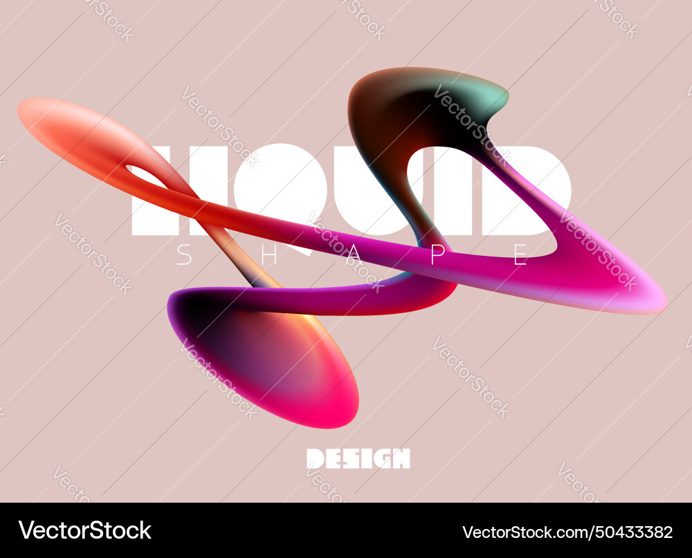Abstract fluid 3d shapes colorful dynamic lines Vector Image