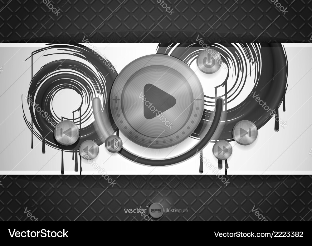 Abstract technology app icon with music button vector image