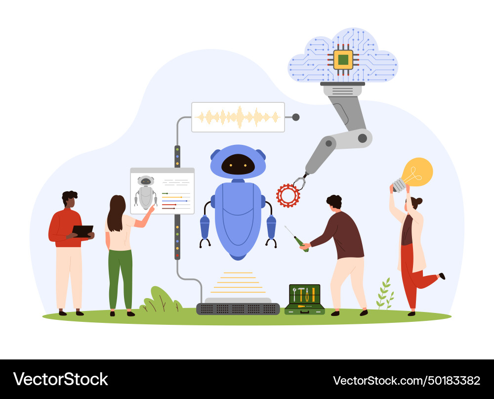 Ai automation smart robot construction technology Ai automation smart robot construction technology vector image