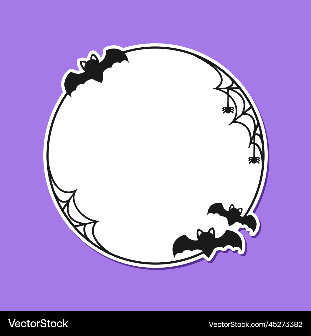 Bat with spiders on web round border frame Bat with spiders on web round border frame vector image