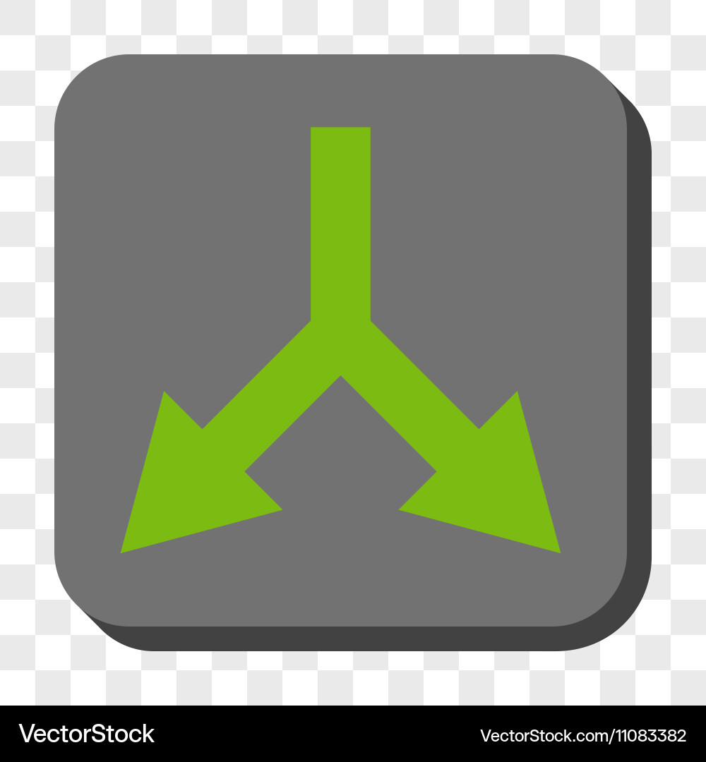 Bifurcation arrow down rounded square button vector image