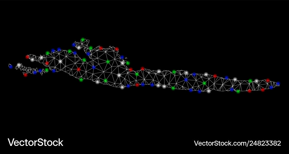 Bright mesh network hvar island map with light Bright mesh network hvar island map with light vector image