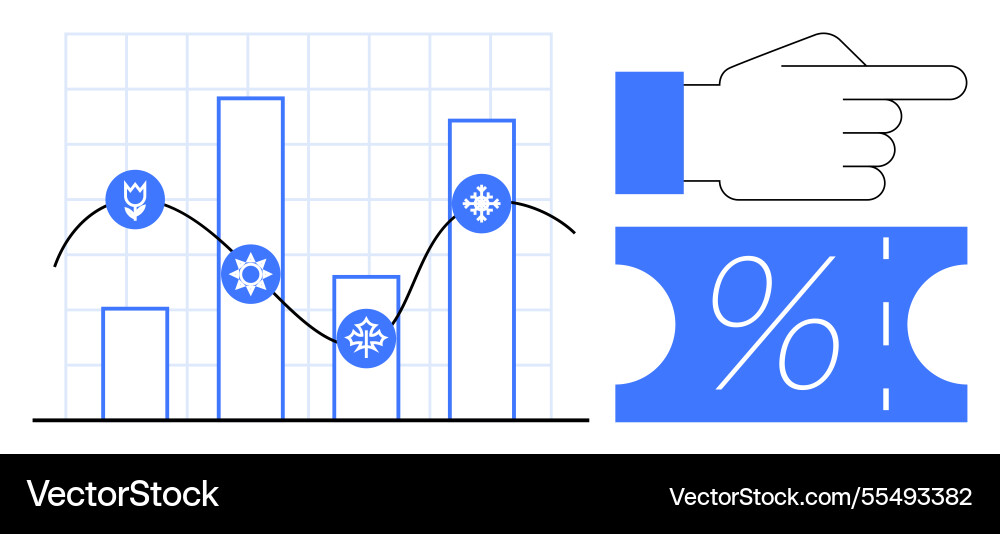 Business data analysis with seasonal trends Business data analysis with seasonal trends vector image