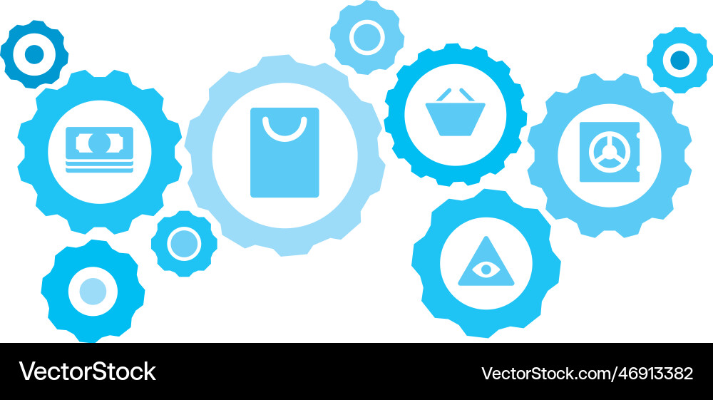 Connected gears and icons for logistic service Vector Image
