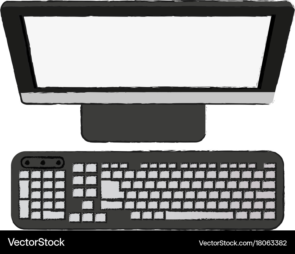 Desk computer with keyboard Vector Image