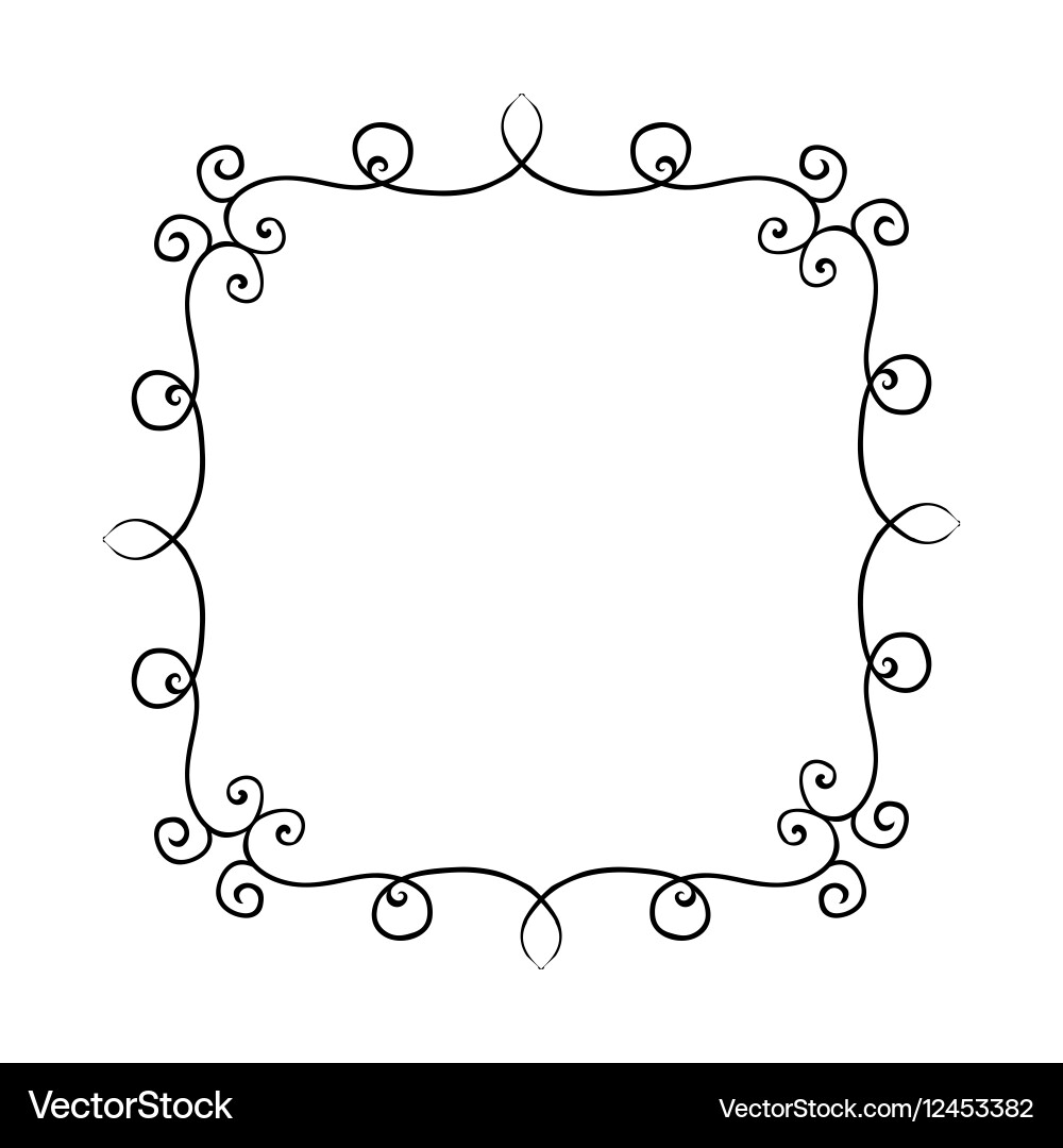 Hand drawn frame with curls design Vector Image