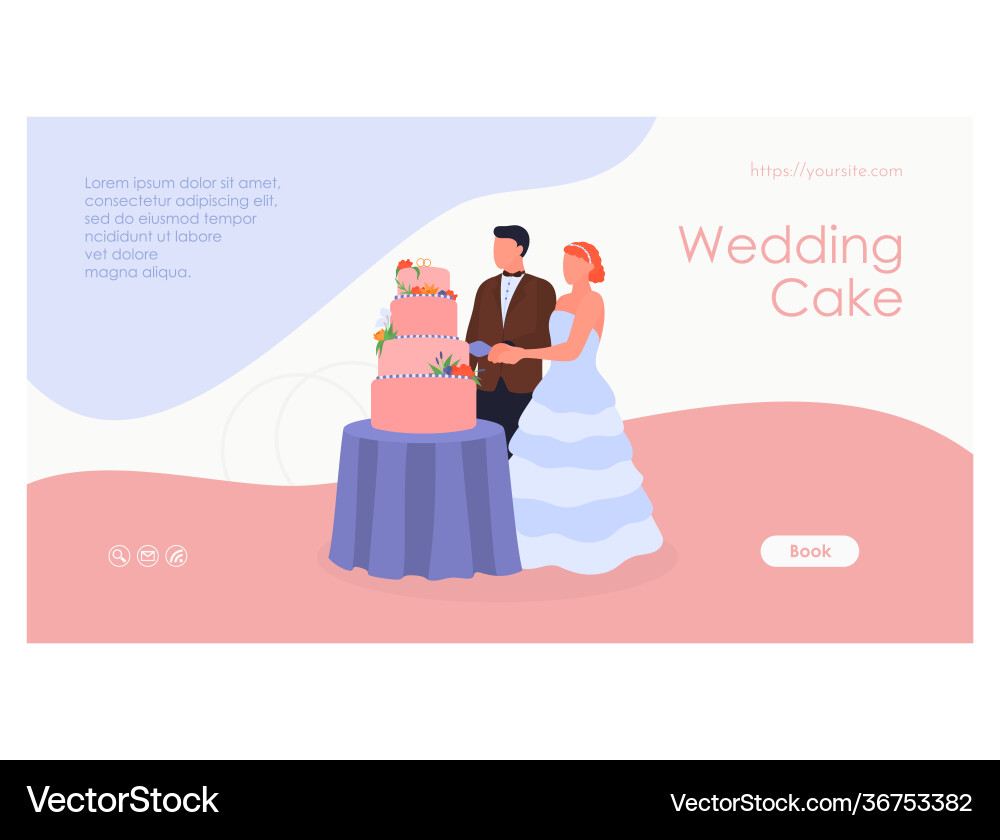 Hochzeit Kuchen Landing Seite Vorlage Cartoon Hochzeit Kuchen Landing Seite Vorlage Cartoon vektorbild