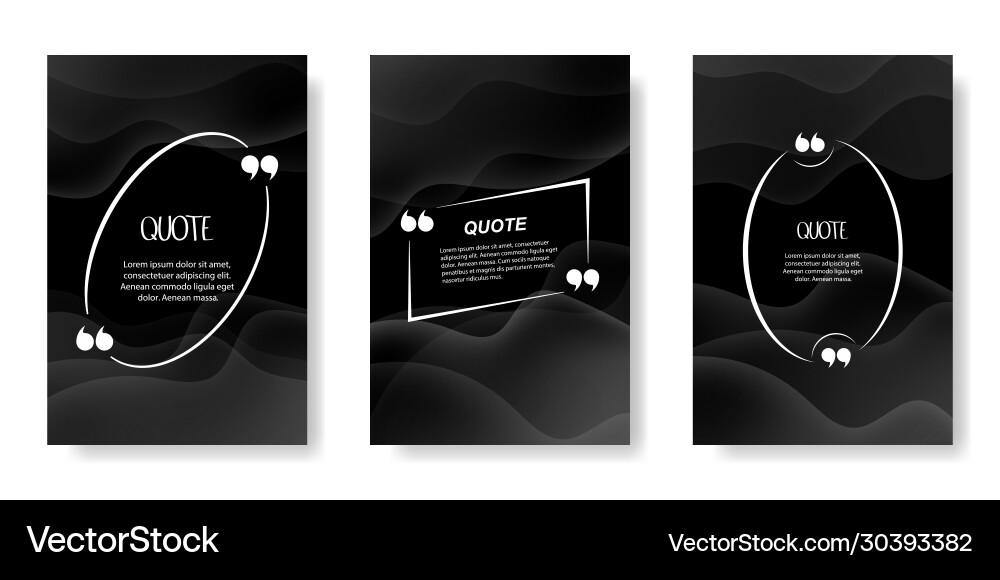 Quote frames blank template set text in brackets Quote frames blank template set text in brackets Vector Image