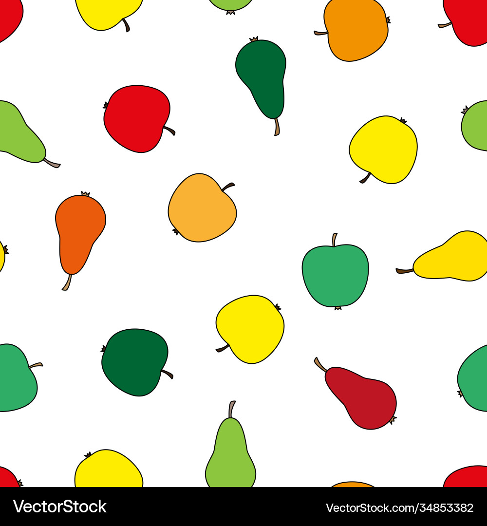 Seamless pattern apples and pears Vector Image