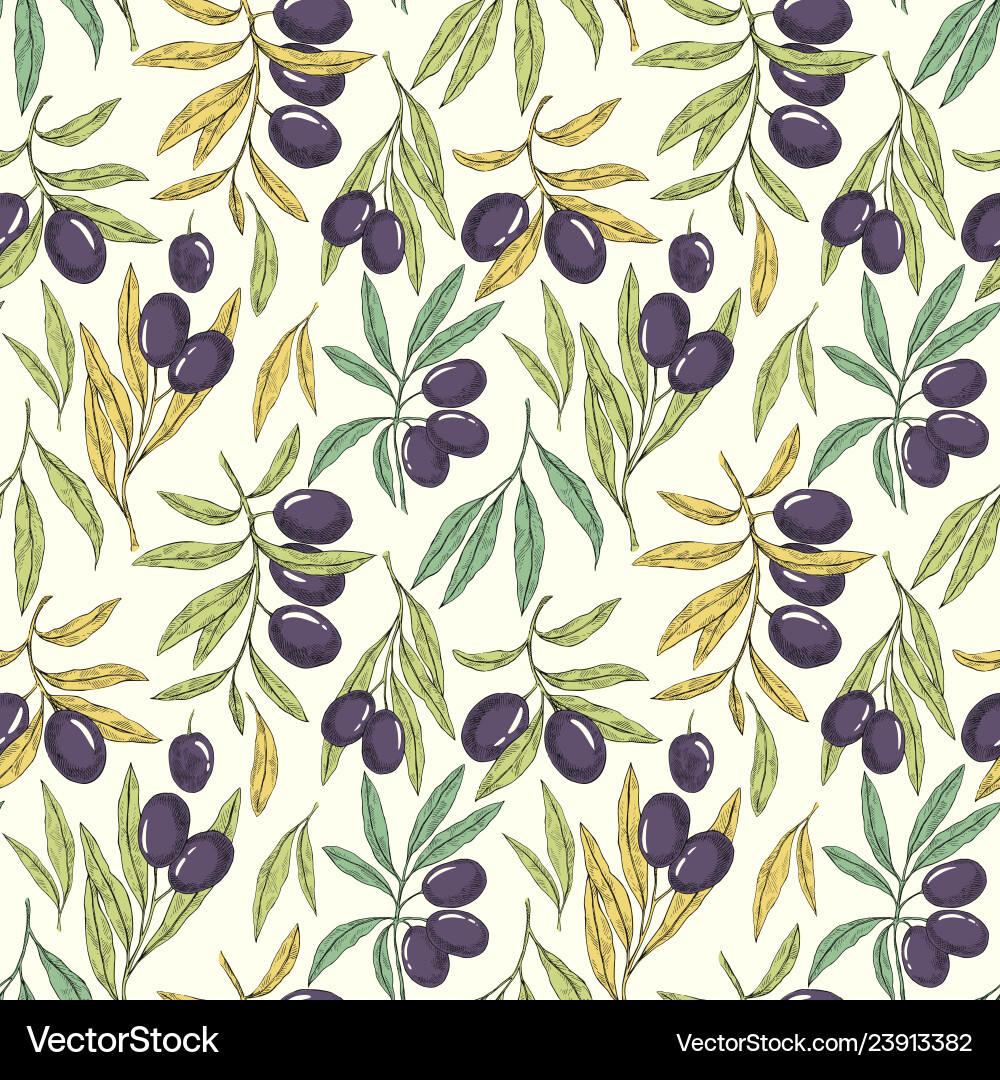 Seamless pattern with olive branches Seamless pattern with olive branches vector image