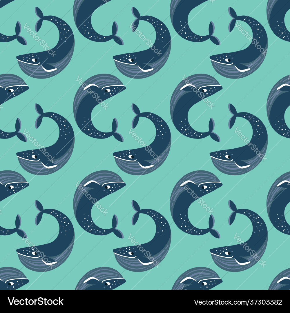 Seamless pattern with whales repeated texture Seamless pattern with whales repeated texture vector image