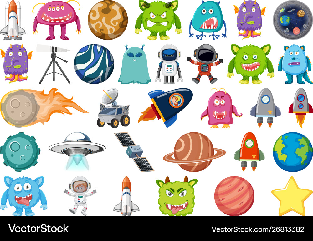 Set isolated objects theme - space Set isolated objects theme - space vector image