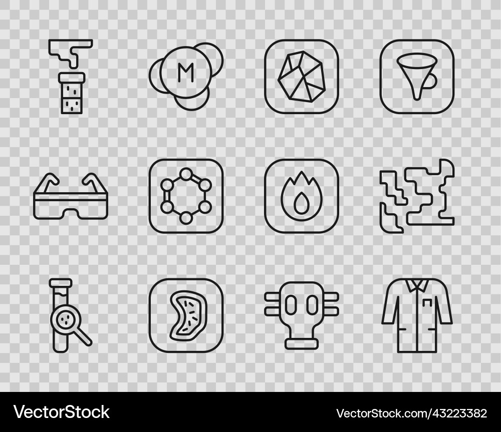 Set line test tube and flask laboratory uniform Set line test tube and flask laboratory uniform vector image