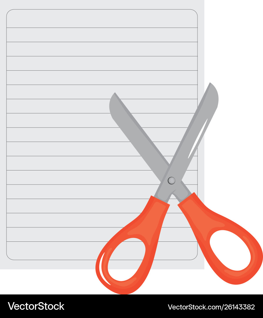 Sheet notebook paper with scissors Sheet notebook paper with scissors Vector Image