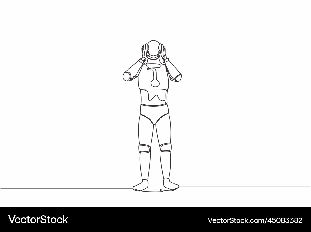 Single continuous line drawing stressed robot Single continuous line drawing stressed robot vector image