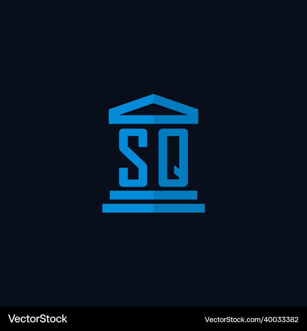 Sq initial logo monogram with simple courthouse Sq initial logo monogram with simple courthouse Vector Image