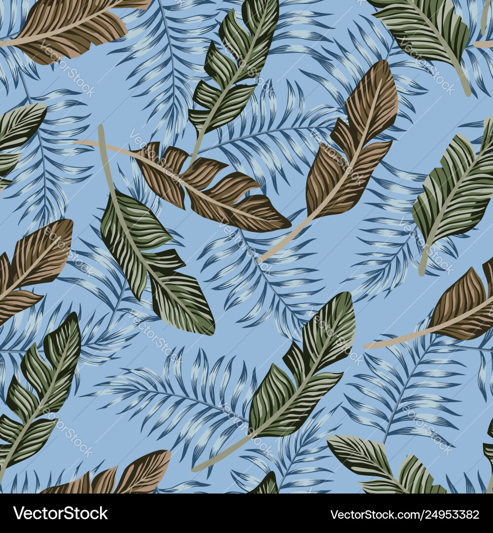 Tropical Palm Leaves Seamless Pattern Vector Image