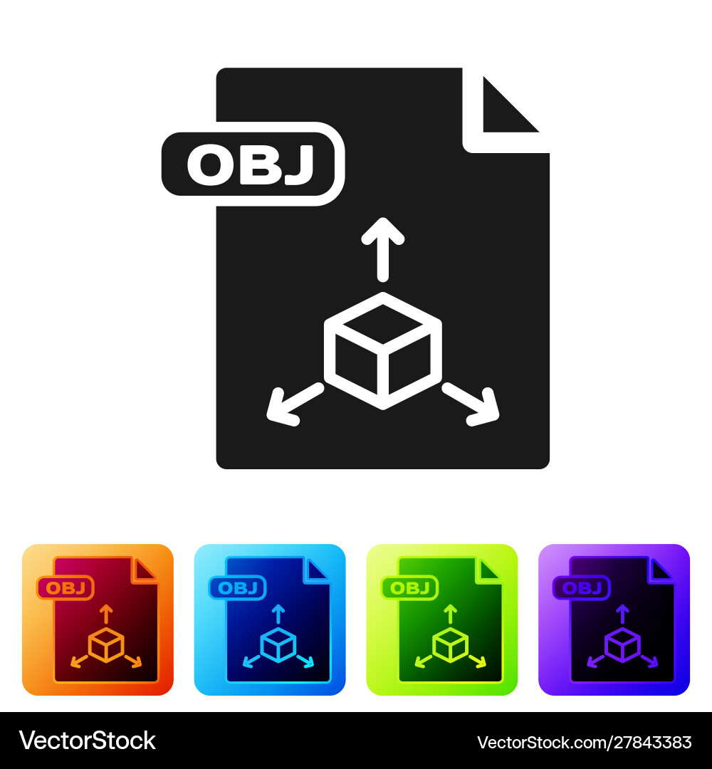 Black obj file document download button icon Black obj file document download button icon vector image