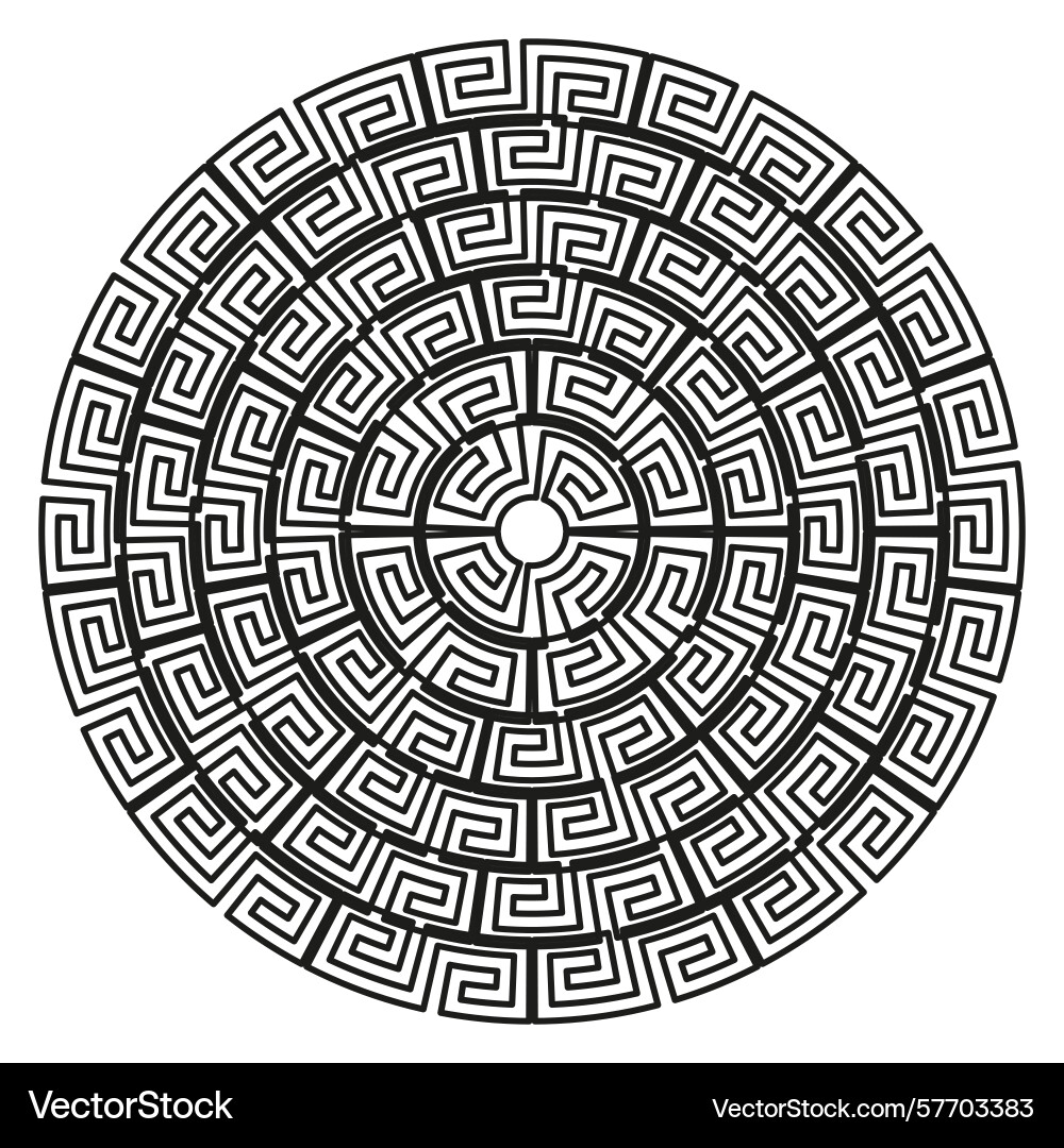 Circular greek pattern maze shape design Circular greek pattern maze shape design Vector Image