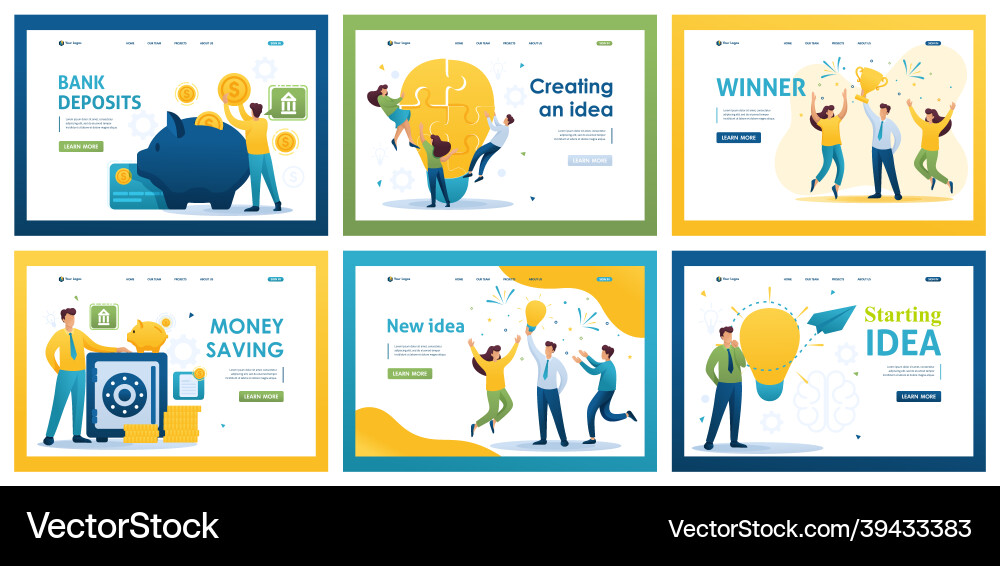 Collection of landing pages business technologies Collection of landing pages business technologies vector image
