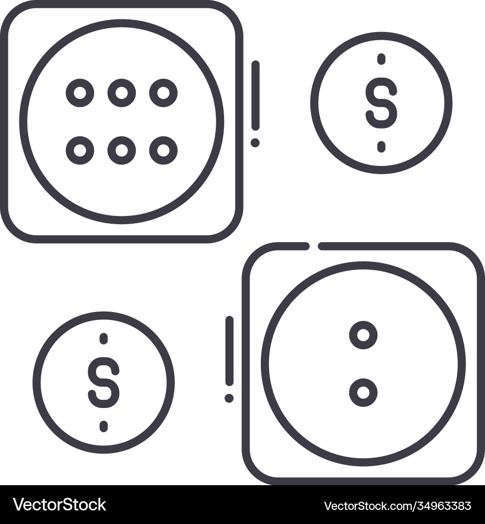 Dice icon linear isolated thin line Vector Image