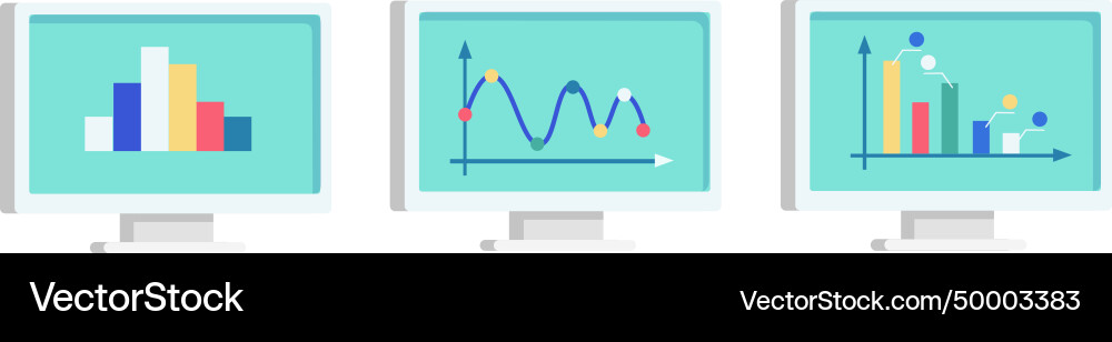 Drei Computer-Monitore zeigen bunte Bar Drei Computer-Monitore zeigen bunte Bar vektorbild