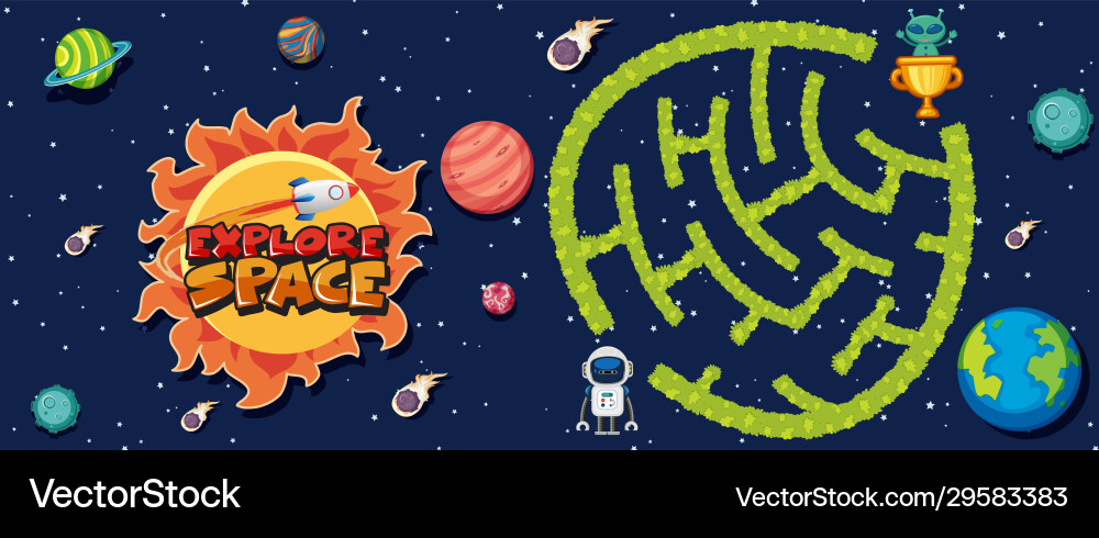 Game template with many planets in background Game template with many planets in background vector image