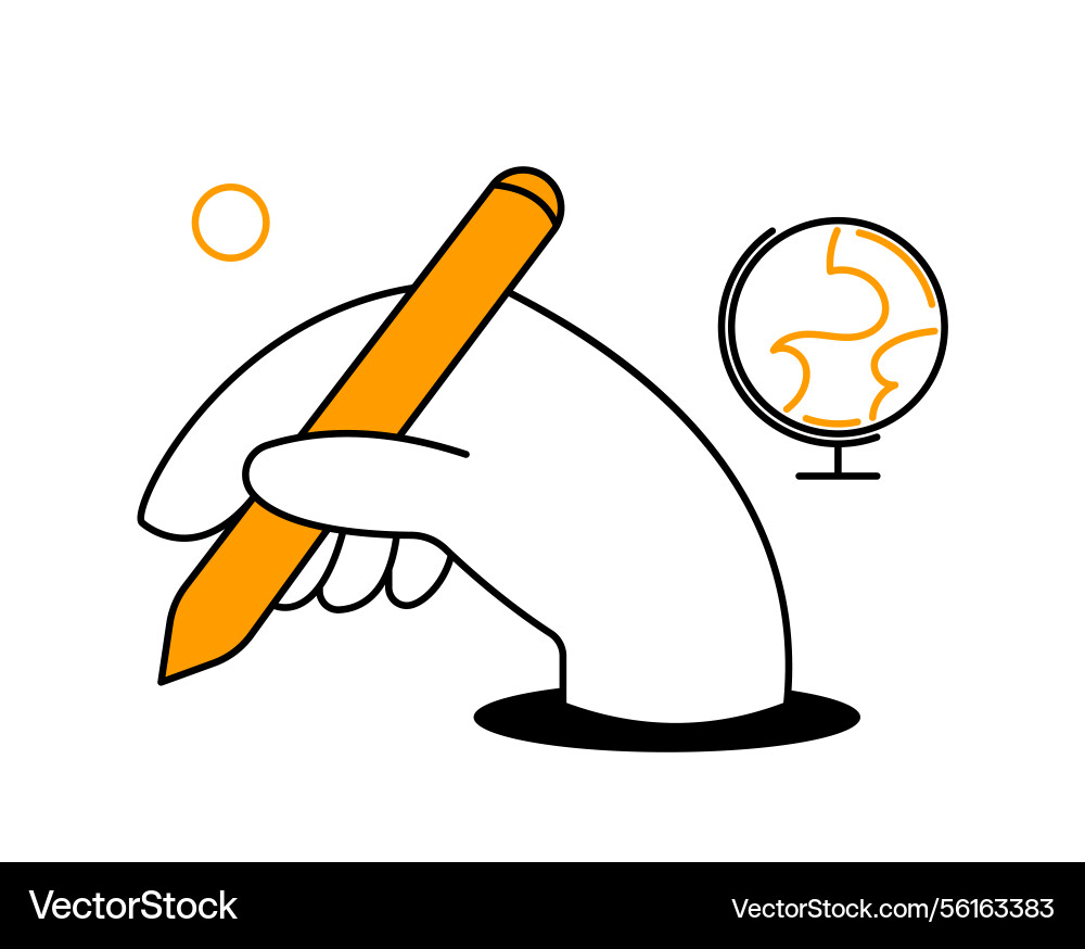 Hand holding pencil with globe icon Hand holding pencil with globe icon vector image