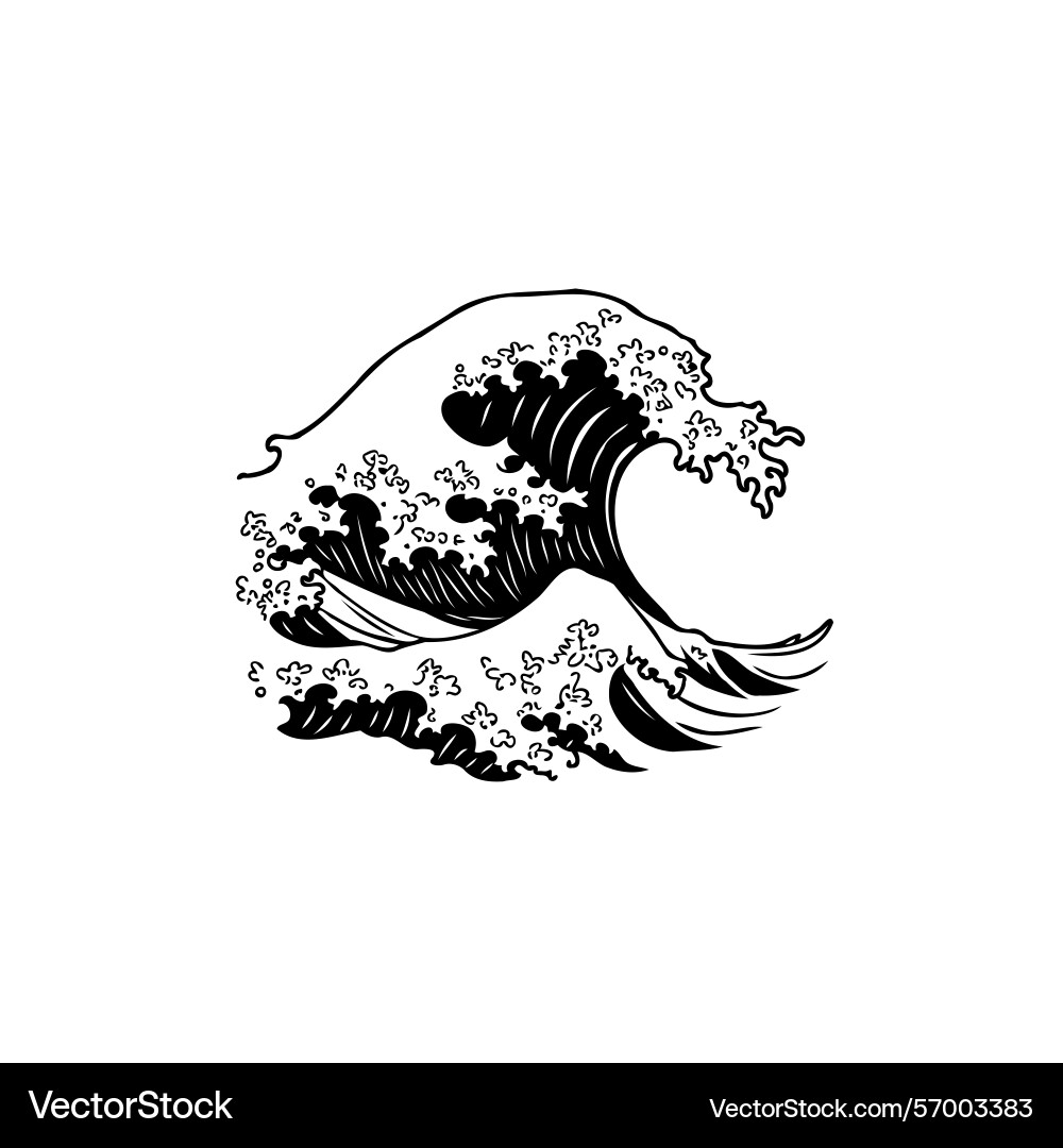 Monochrome wave capturing the fluidity and power Vector Image