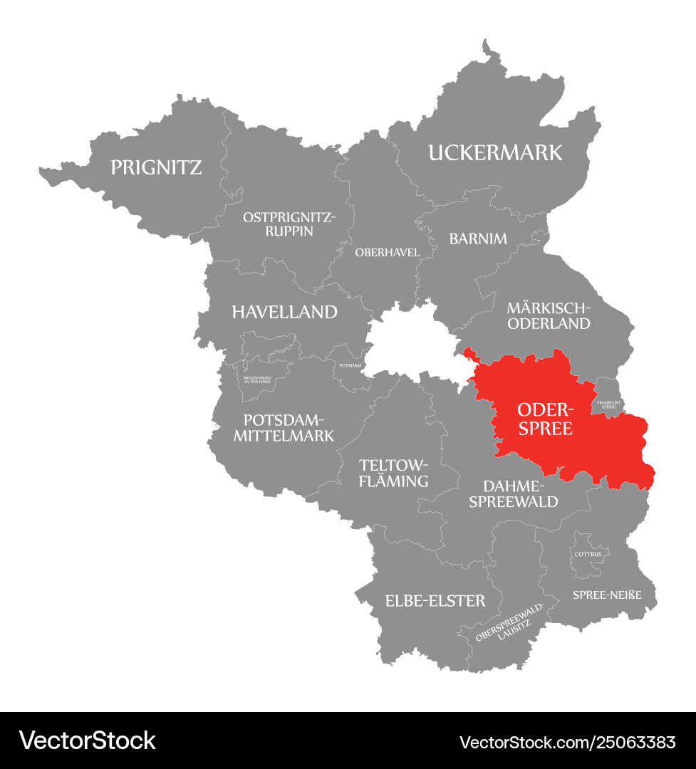 Oder-spree county red highlighted in map Vector Image
