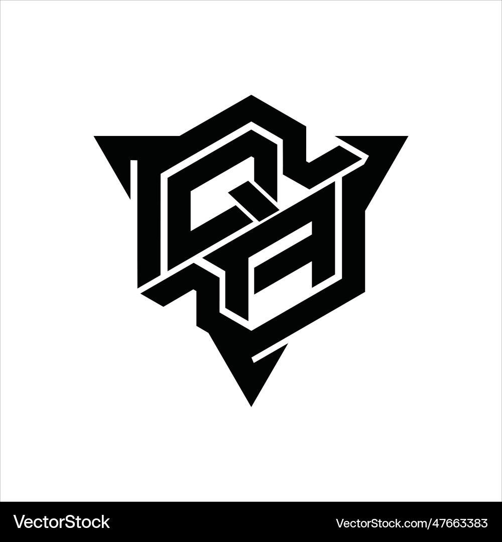 Qa logo monogram hexagon shape with triangle Vector Image