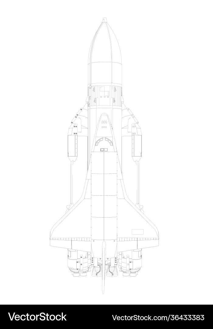 Rocket outline with spaceship from black lines Rocket outline with spaceship from black lines vector image