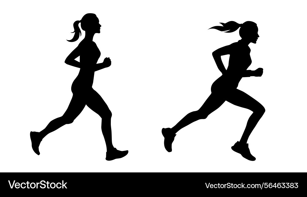 Running woman silhouettes set female Vector Image