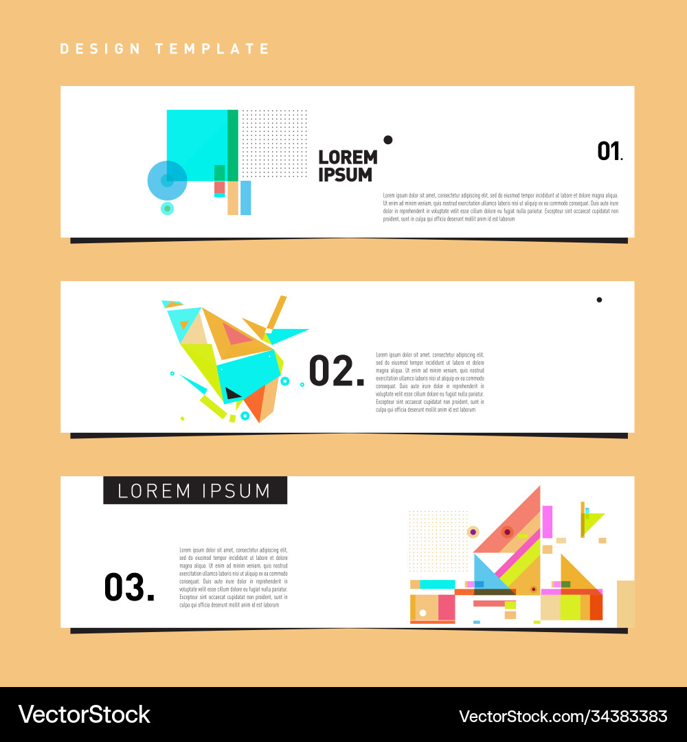 Set abstract banner web design template retro Vector Image