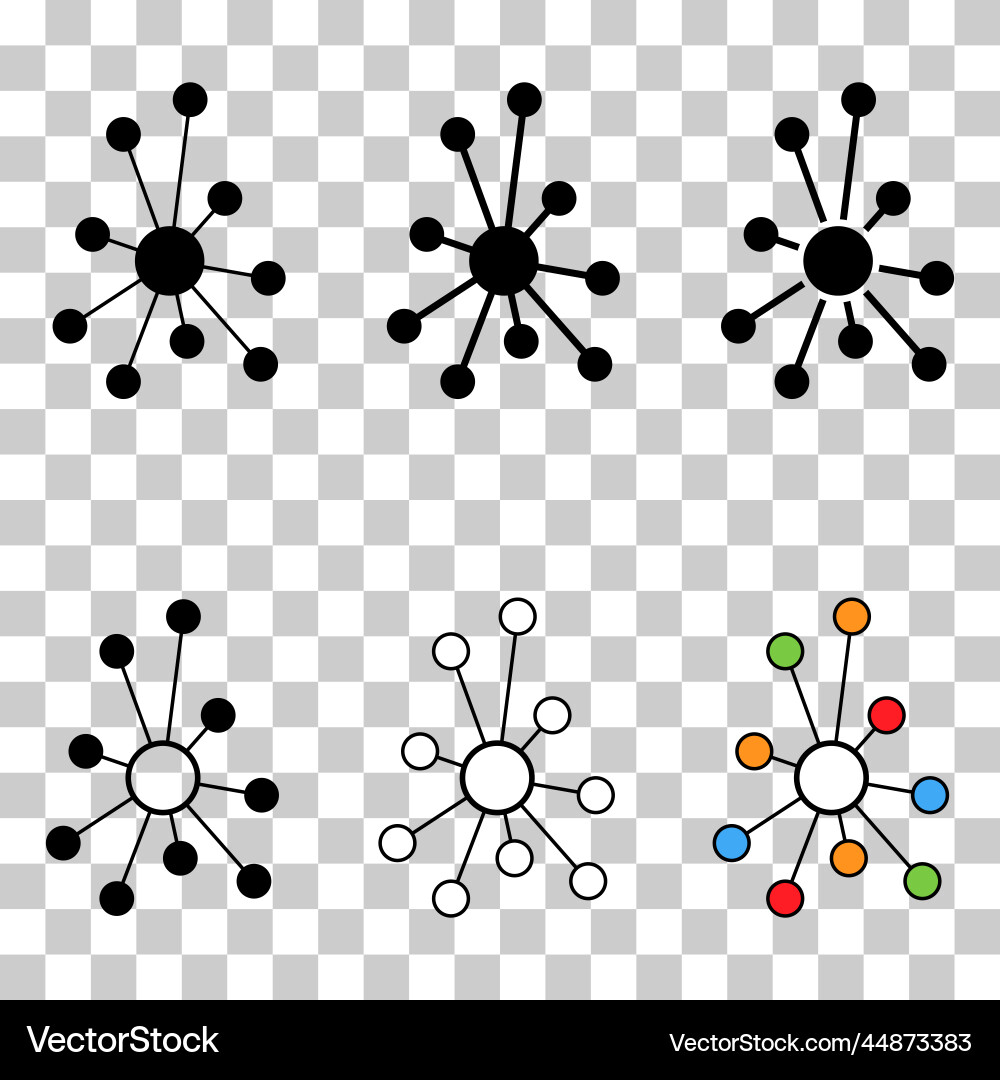Set of hub flat network icon connect structure Set of hub flat network icon connect structure vector image