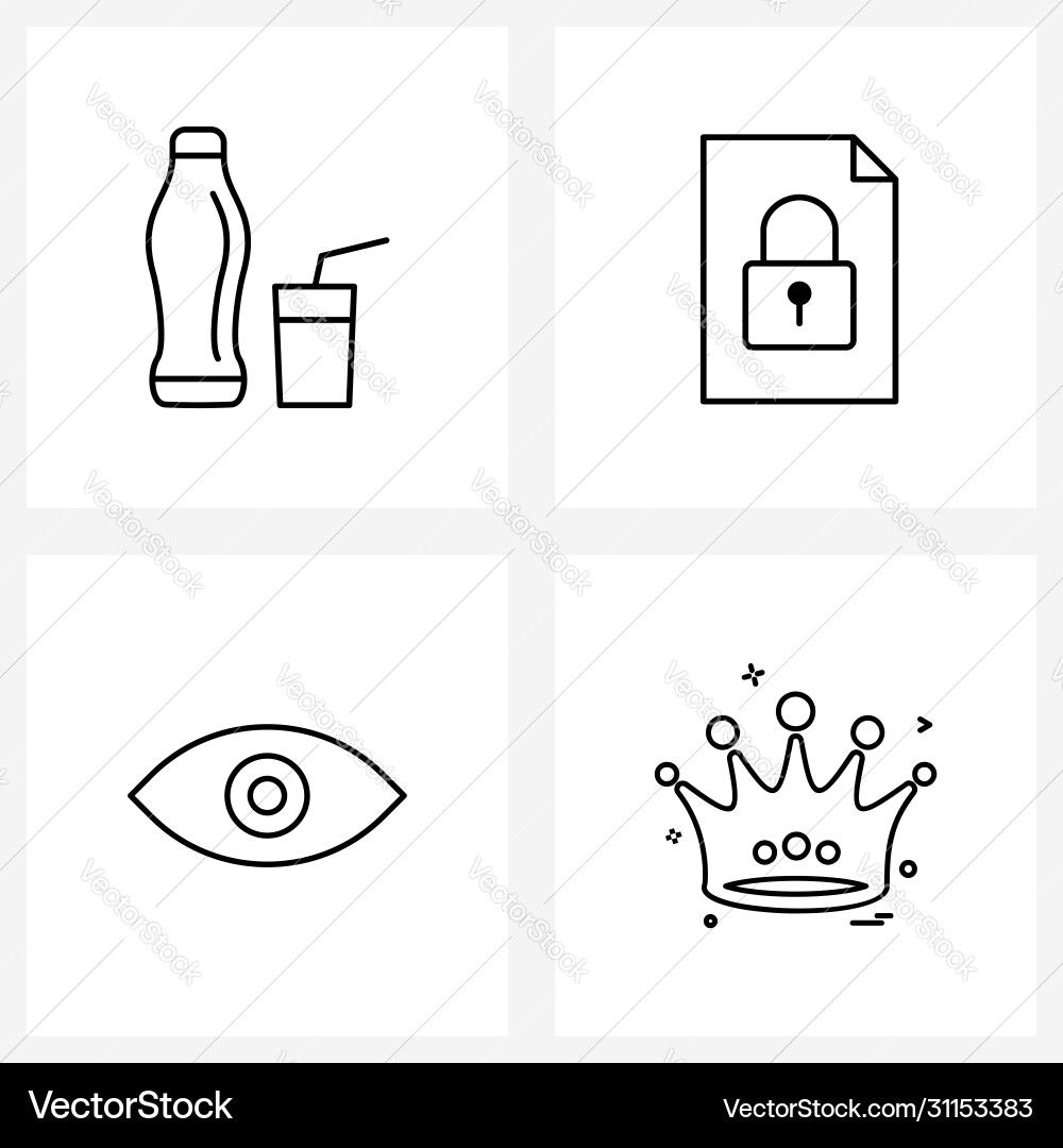 Simple set 4 line icons such as drink visible Vector Image