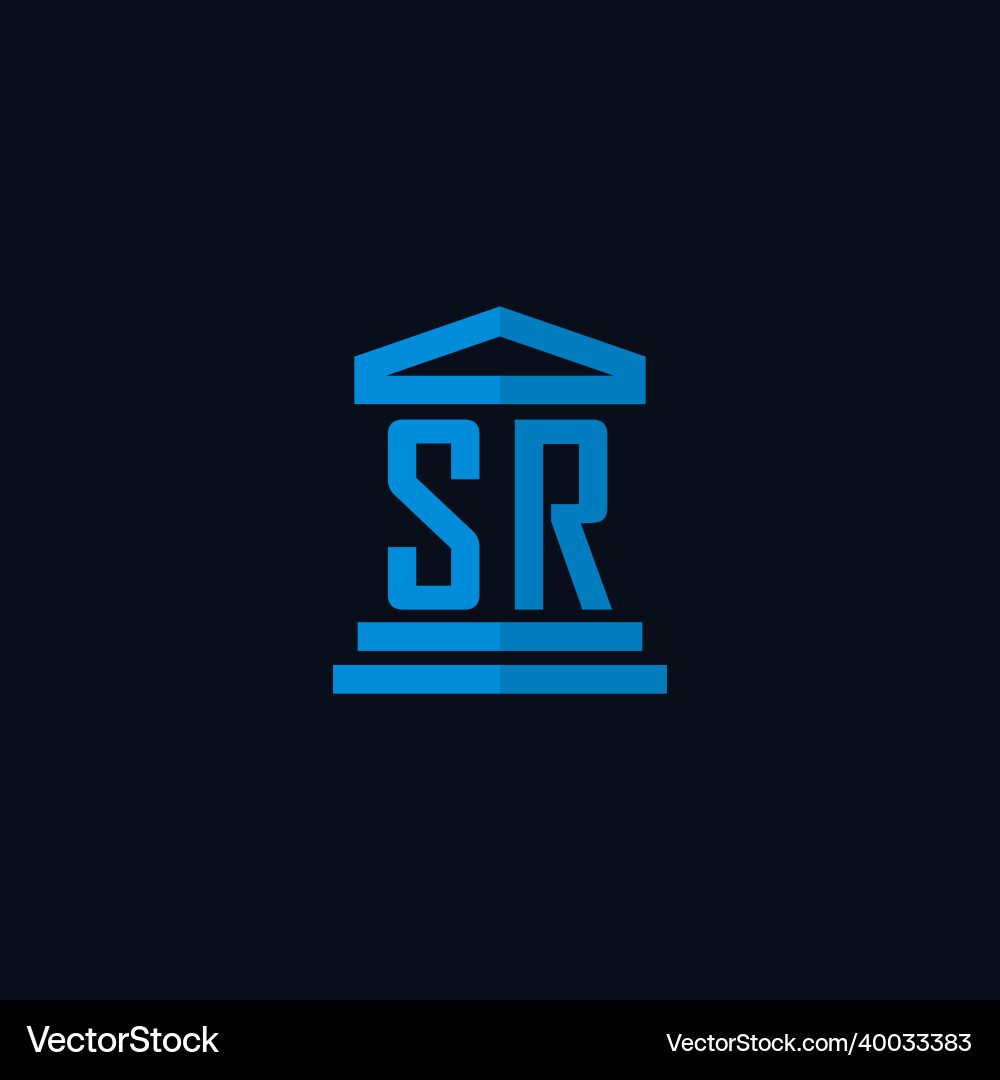 Sr initial logo monogram with simple courthouse Vector Image