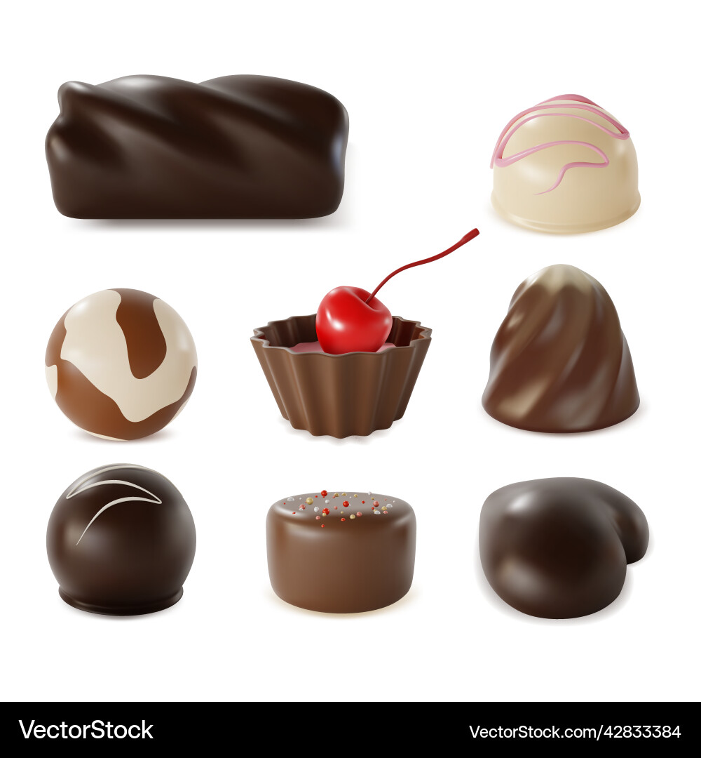 3d different chocolate candies set plasticine 3d different chocolate candies set plasticine vector image