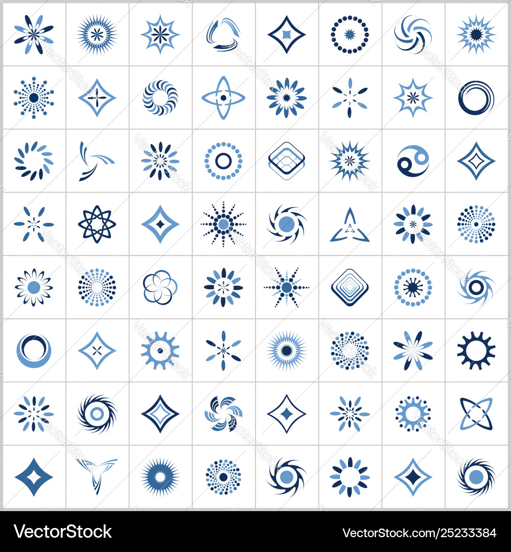 Abstract Blue Icon Set Vector Image
