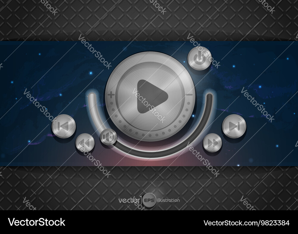 Abstract technology app icon with music button vector image